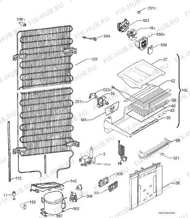 Взрыв-схема холодильника Rex Electrolux RNA34770C - Схема узла Cooling system 017